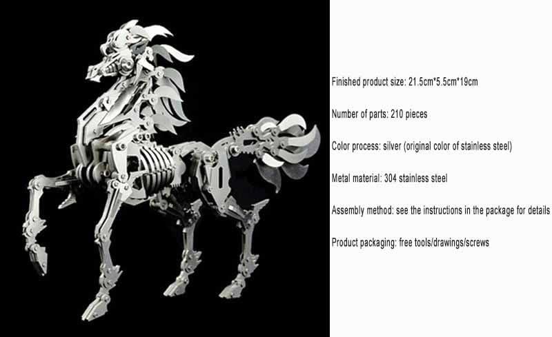 PuzzlerLab Flame Warhorses 3D Metal Puzzle | 210-Piece DIY Fantasy Model