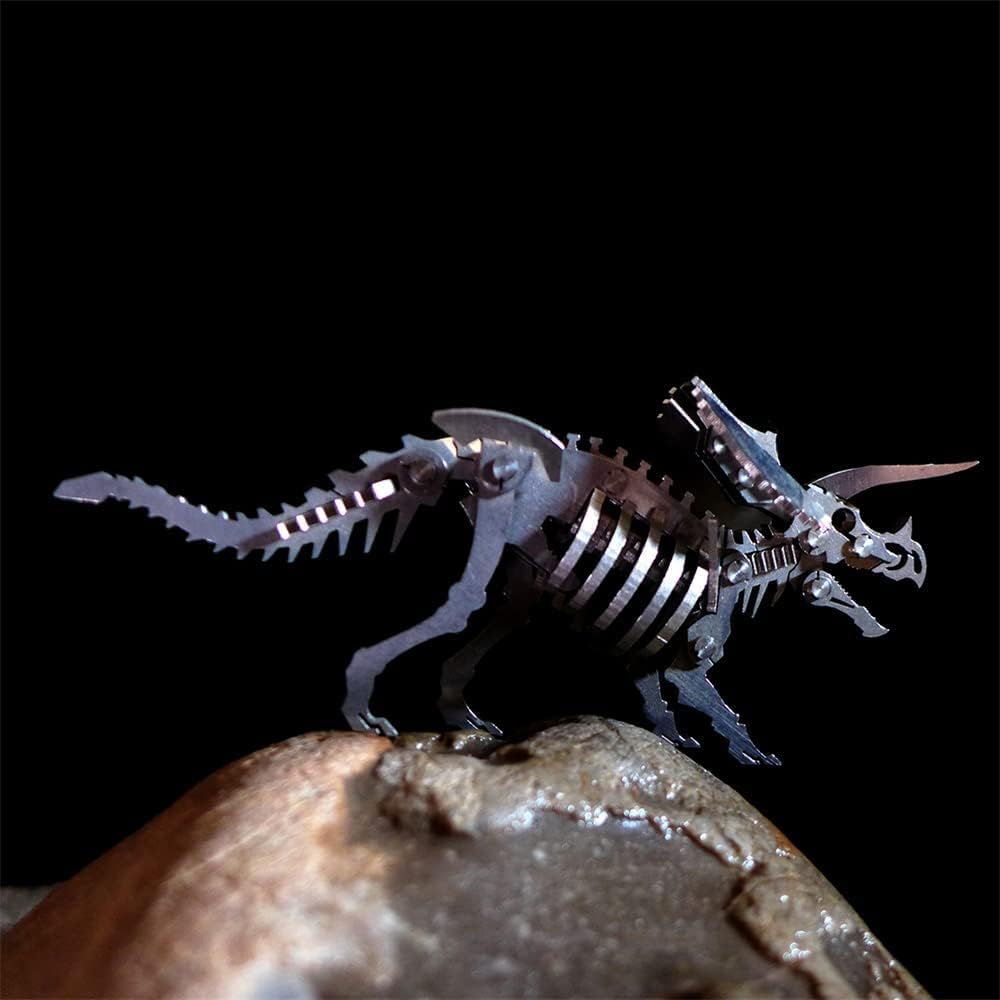 PuzzlerLab Triceratops Skeleton 3D Metal Puzzle | DIY Dinosaur Collectible