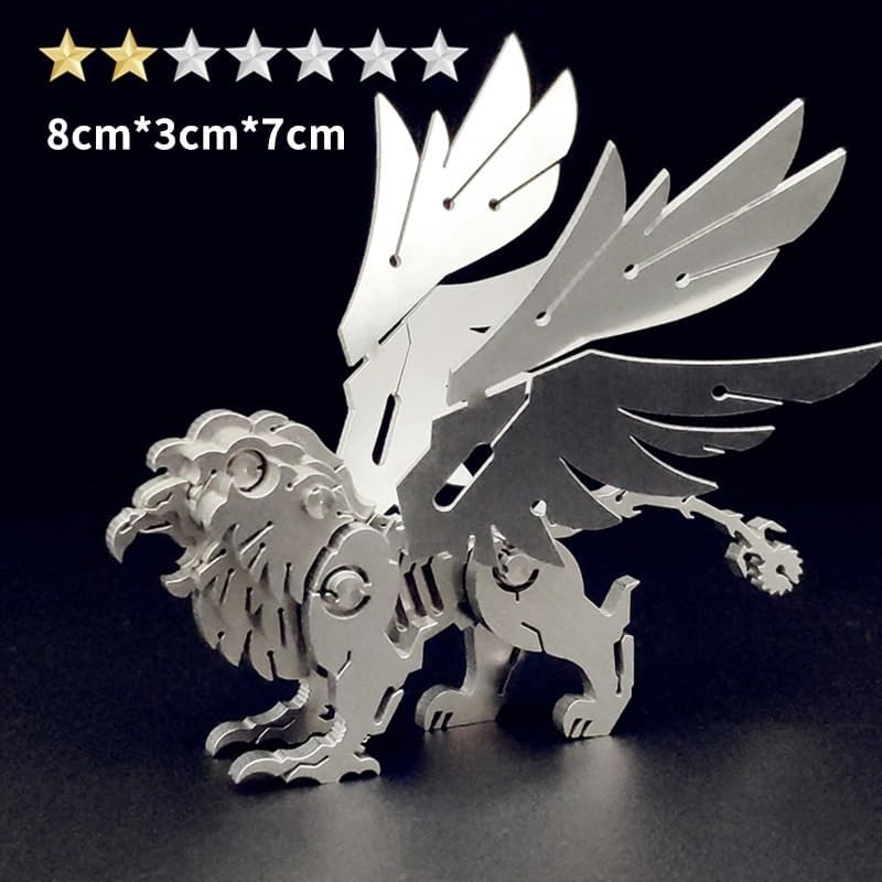PuzzlerLab Winged Lion 3D Metal Puzzle | Mythical Guardian & Decor Piece