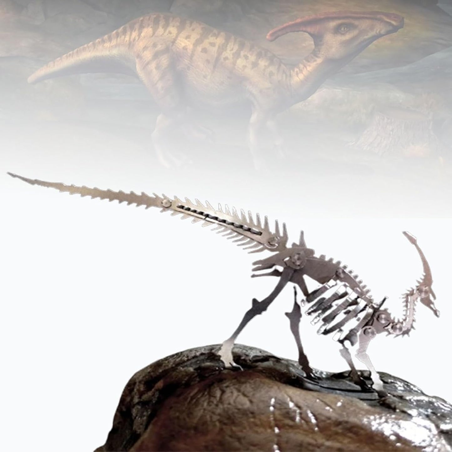 PuzzlerLab Parasaurolophus Skeleton 3D Metal Puzzle | DIY Dinosaur Collectible