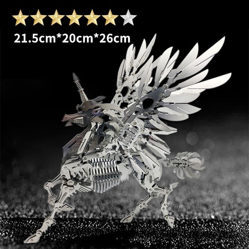 PuzzlerLab Armored Unicorn 3D Metal Model Kit | 344-Piece DIY Collectible