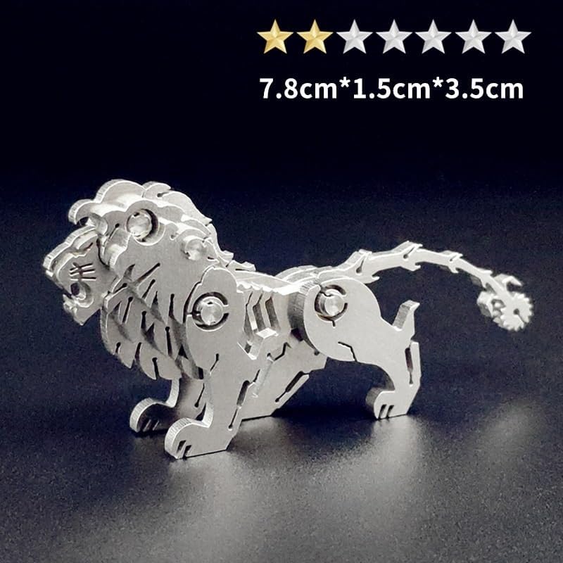 PuzzlerLab Mechanical Lion 3D Metal Puzzle | DIY Collectible Animal Model