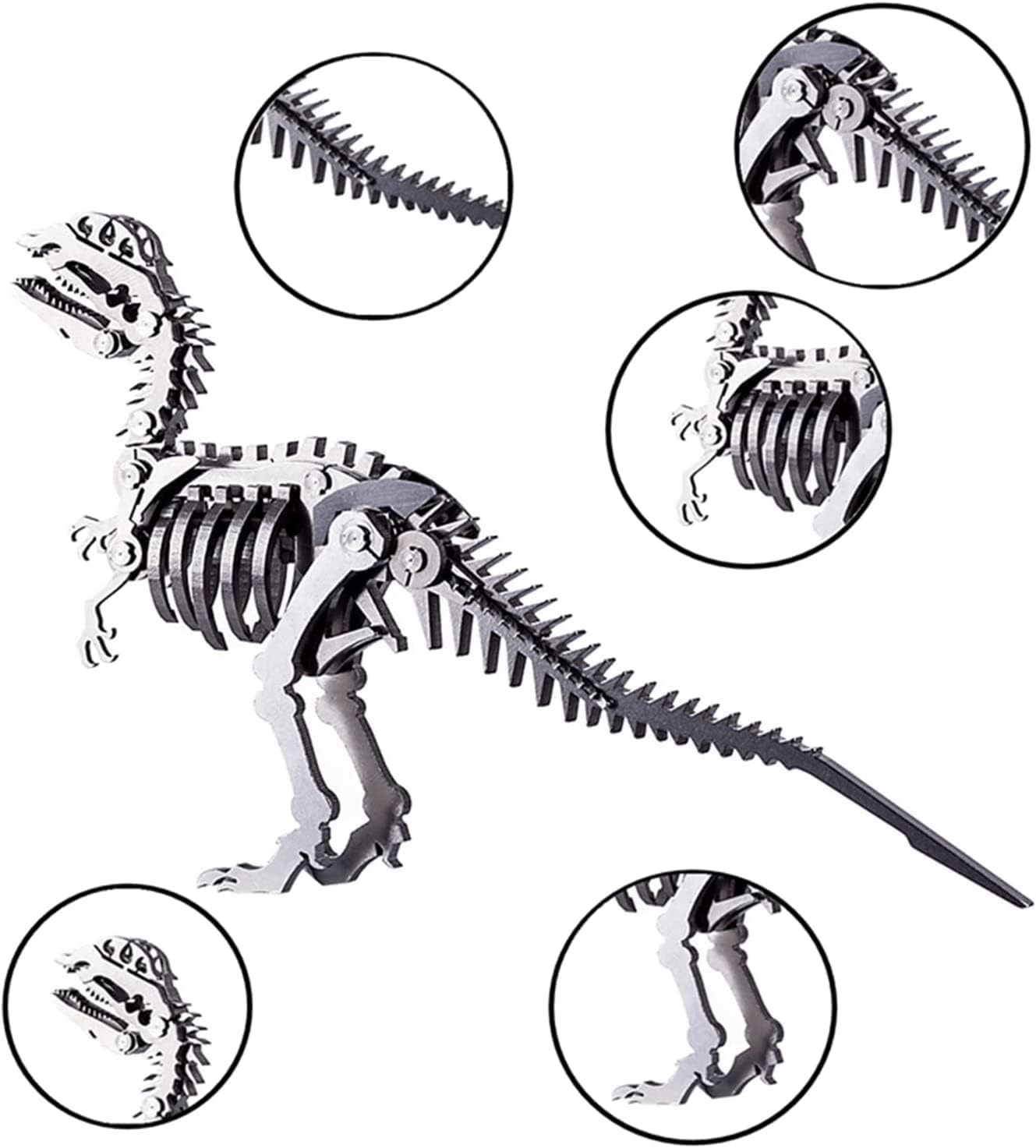 PuzzlerLab Dilophosaurus Skeleton 3D Metal Puzzle | DIY Dinosaur Collectible