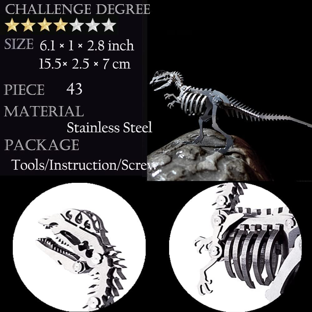 PuzzlerLab Dilophosaurus Skeleton 3D Metal Puzzle | DIY Dinosaur Collectible