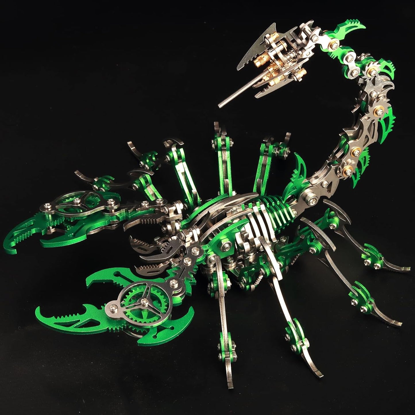 PuzzlerLab Green Mechanical Scorpion | 414-Piece Advanced 3D Metal Model Kit