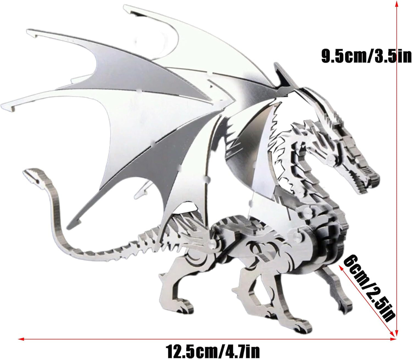 PuzzlerLab Silver Dragon 3D Metal Puzzle | DIY Challenge & Collectible Figure