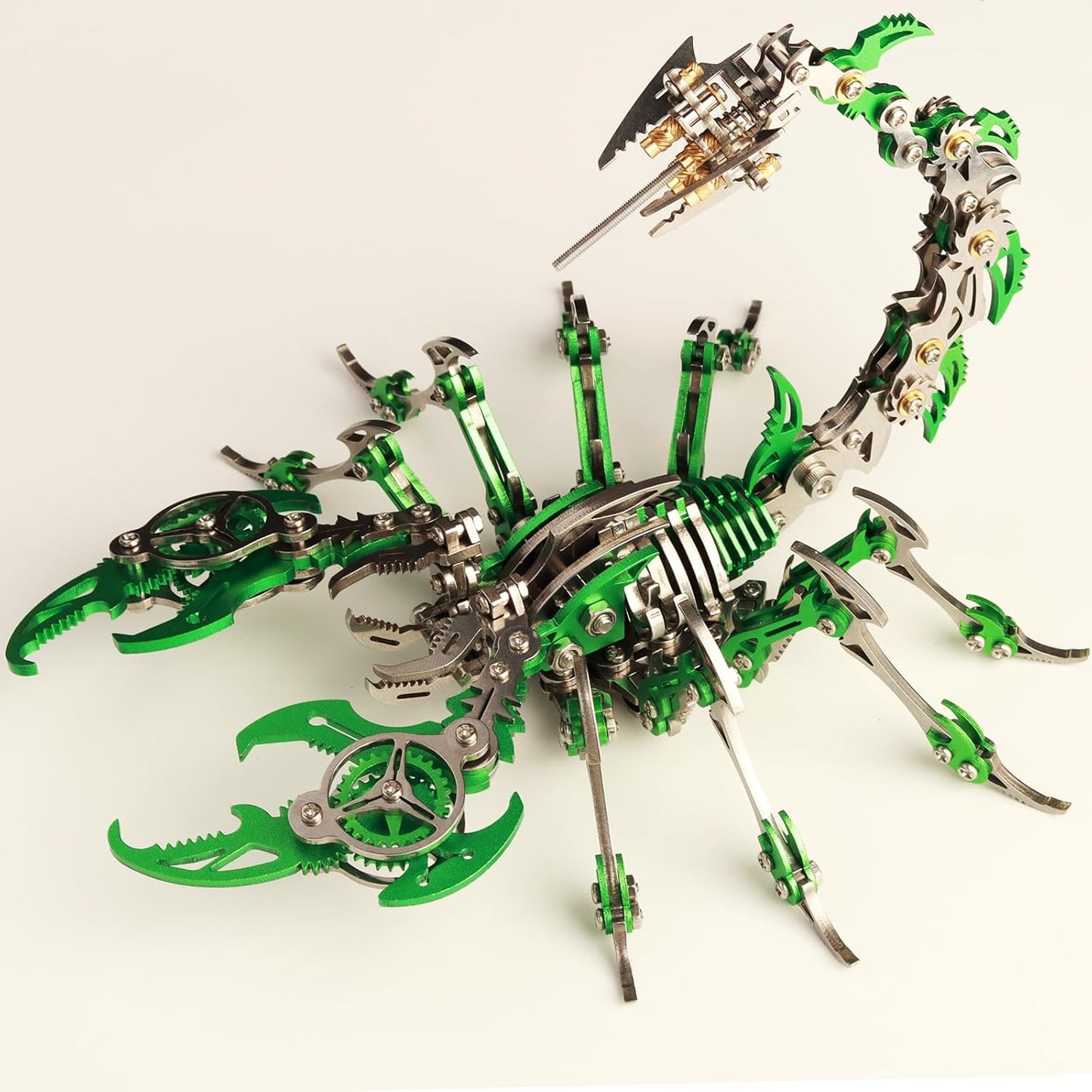 PuzzlerLab Green Mechanical Scorpion | 414-Piece Advanced 3D Metal Model Kit