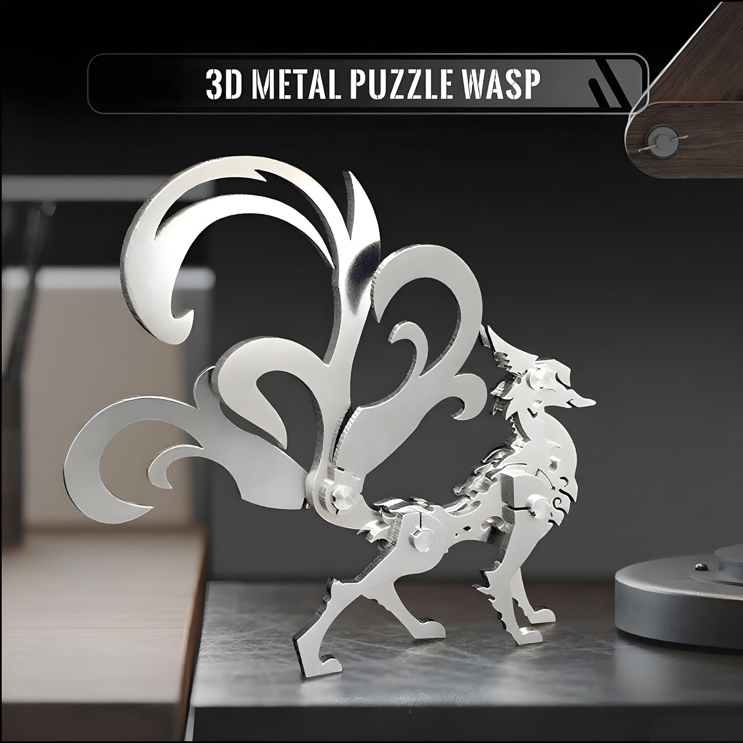 PuzzlerLab Little Nine-Tailed Fox | 3D Metal Puzzle & Artistic Decor