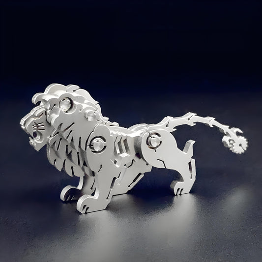 PuzzlerLab Mechanical Lion 3D Metal Puzzle | DIY Collectible Animal Model