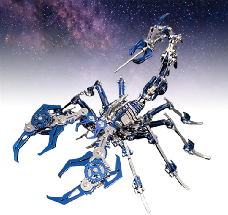 PuzzlerLab Blue Mechanical Scorpion | 3D Metal Puzzle & STEM Project Kit