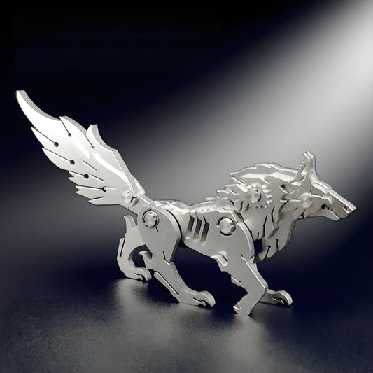 PuzzlerLab Mechanical Wolf 3D Metal Puzzle | DIY Project & Collectible Figure