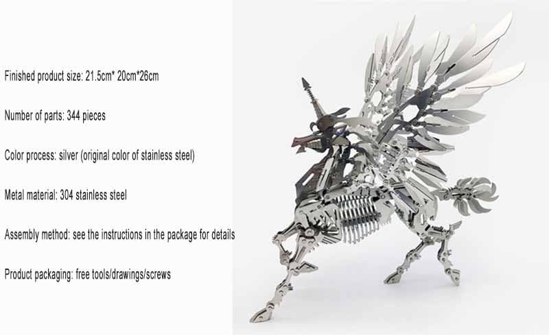 PuzzlerLab Armored Unicorn 3D Metal Model Kit | 344-Piece DIY Collectible