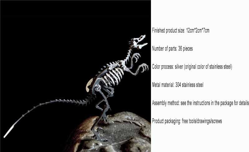 PuzzlerLab Velociraptor Skeleton 3D Metal Puzzle | DIY Dinosaur Collectible