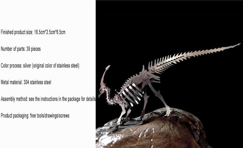 PuzzlerLab Parasaurolophus Skeleton 3D Metal Puzzle | DIY Dinosaur Collectible