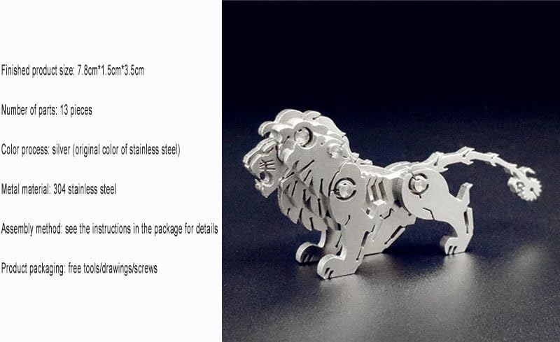 PuzzlerLab Mechanical Lion 3D Metal Puzzle | DIY Collectible Animal Model