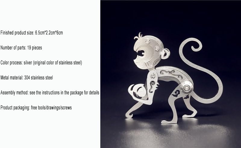 PuzzlerLab Mechanical Monkey 3D Metal Puzzle | DIY Collectible Animal Model