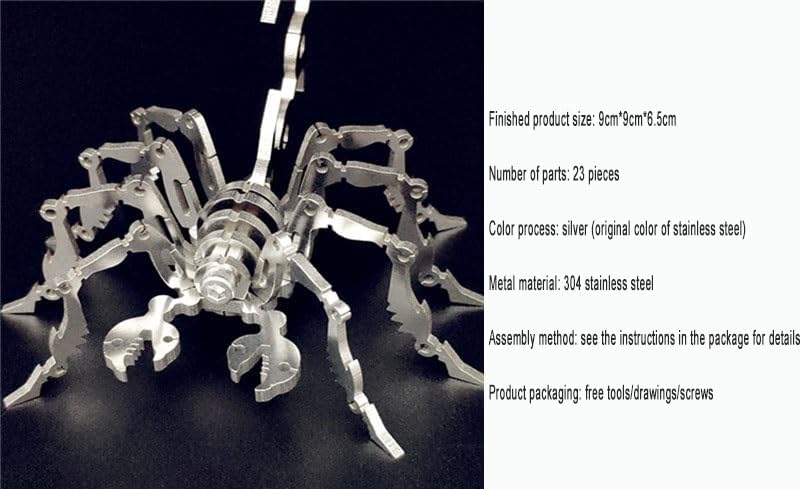 PuzzlerLab Spider 3D Metal Puzzle | DIY Model Kit & Brain Teaser for Adults