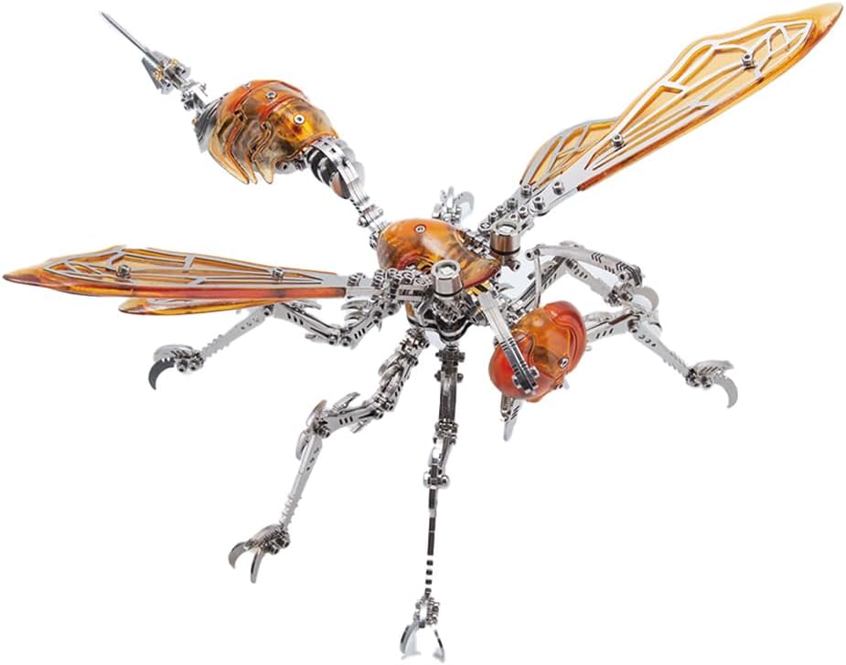 PuzzlerLab Steampunk Wasp 3D Metal Model Kit | 420-Piece DIY Puzzle for Adults