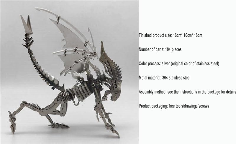 PuzzlerLab Xenomorph Alien 3D Metal Model Kit | 194-Piece Sci-Fi Collectible