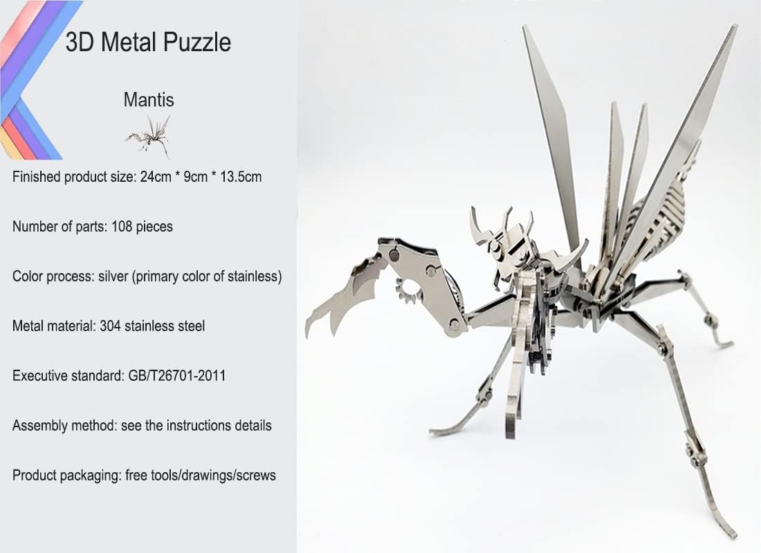 PuzzlerLab Mechanical Mantis 3D Metal Puzzle | DIY Insect Collectible
