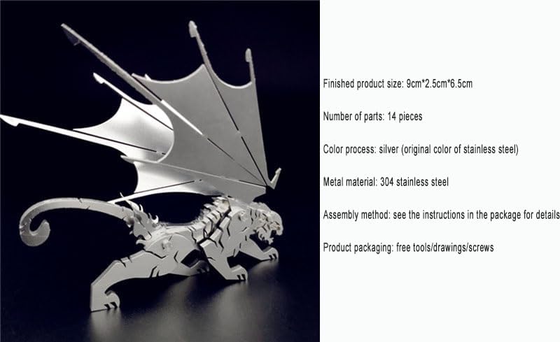 PuzzlerLab Winged Beast 3D Metal Puzzle | DIY Mythical Model & Collectible