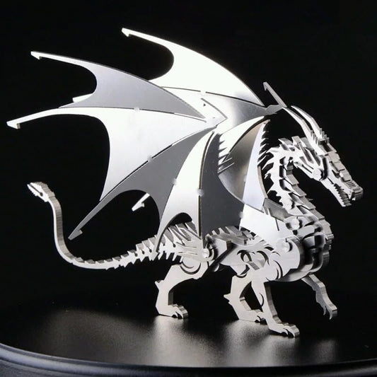 PuzzlerLab Silver Dragon 3D Metal Puzzle | DIY Challenge & Collectible Figure