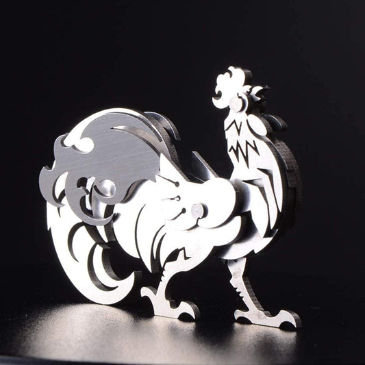 PuzzlerLab Artistic Rooster 3D Metal Puzzle | DIY Decorative Figure