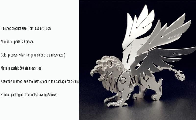 PuzzlerLab Winged Lion 3D Metal Puzzle | Mythical Guardian & Decor Piece