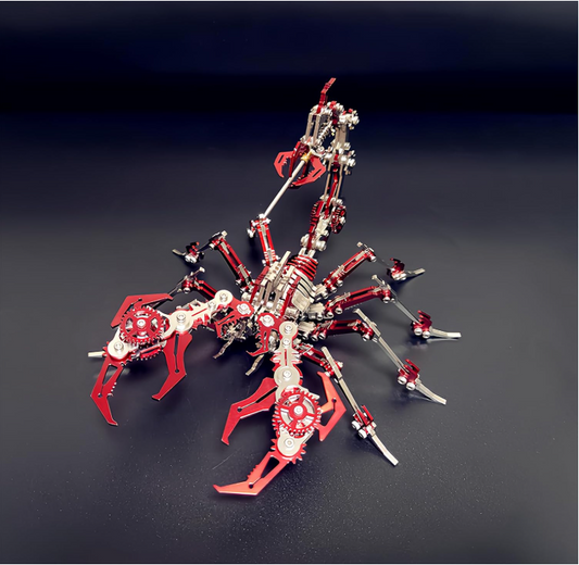 PuzzlerLab Red Steampunk Scorpion | 300-Piece 3D Metal Model Kit