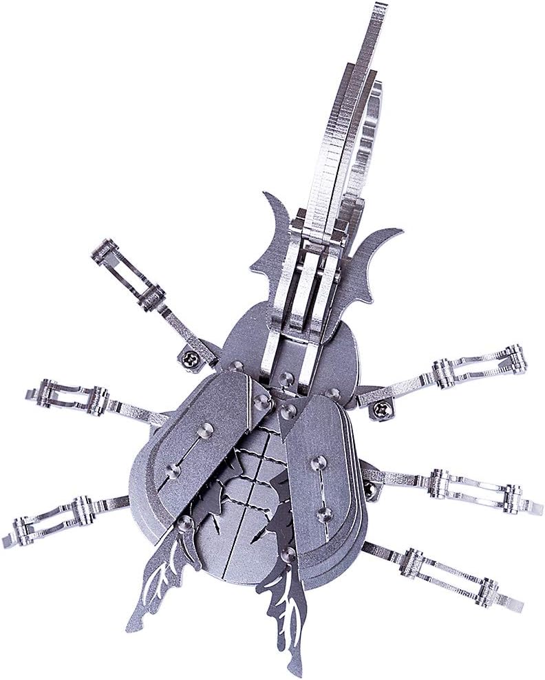 PuzzlerLab Mechanical Rhinoceros Beetle | 3D Metal Model Kit & Insect Collectible