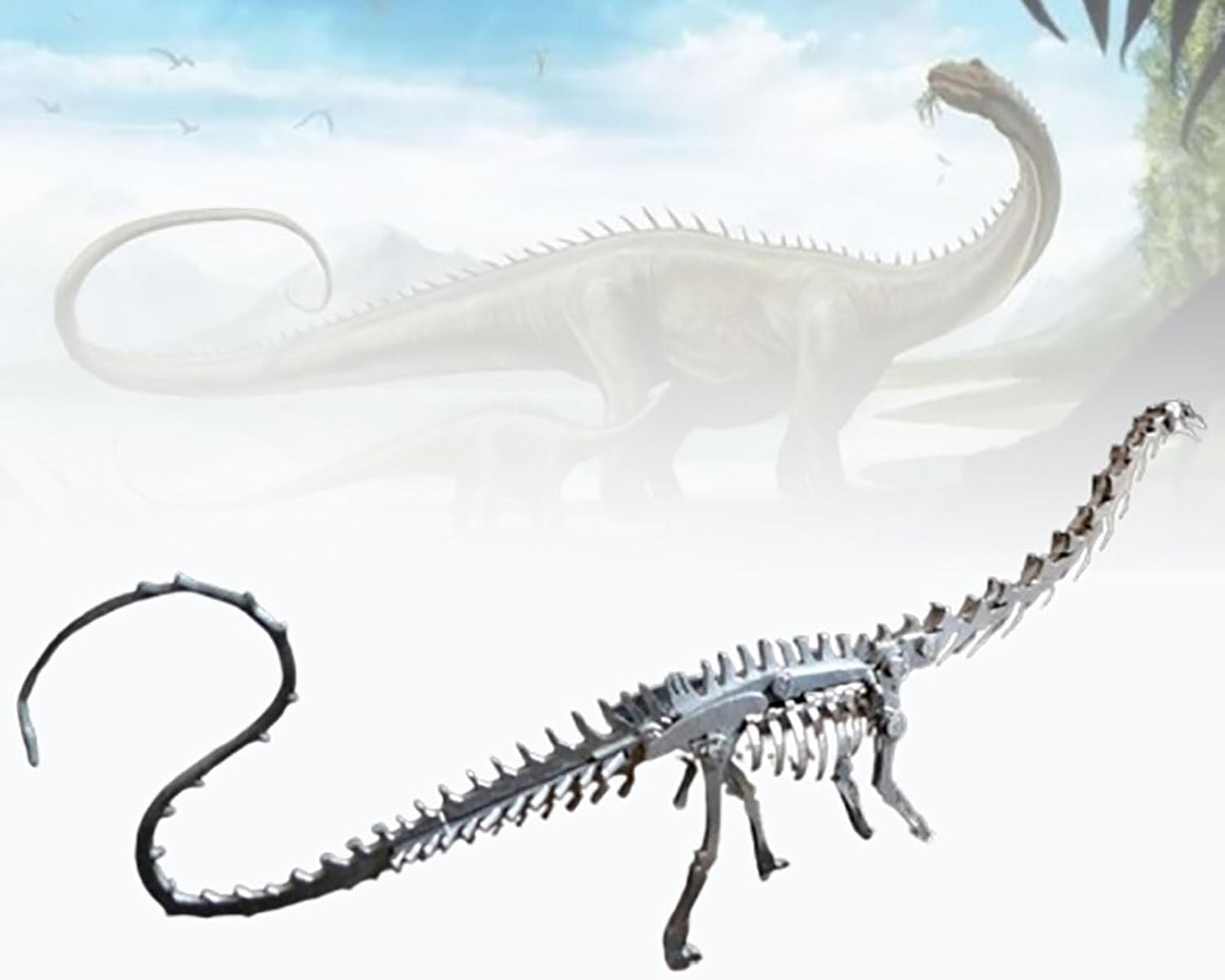 PuzzlerLab Brachiosaurus Skeleton 3D Metal Puzzle | DIY Dinosaur Collectible