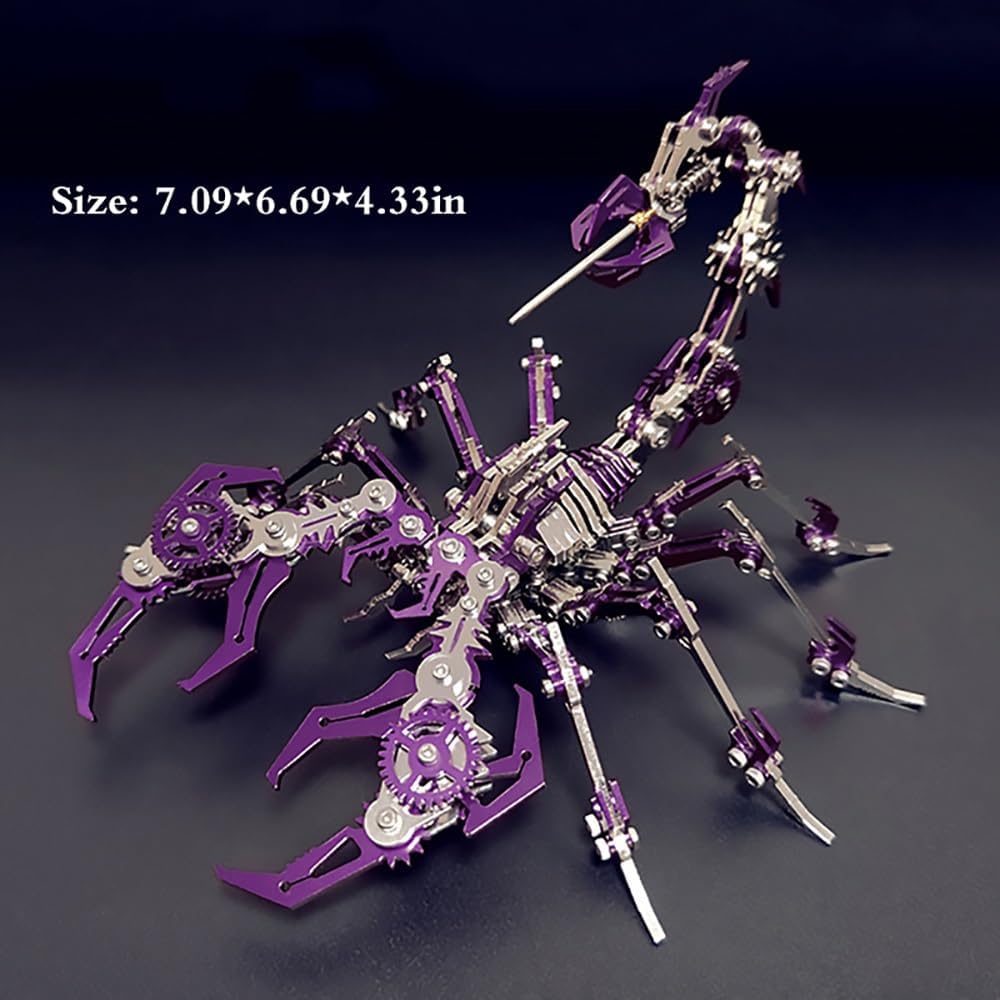 PuzzlerLab Purple Mechanical Scorpion | 3D Metal Puzzle & Collectible Ornament