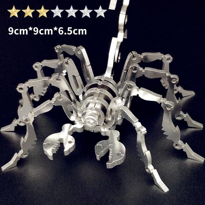 PuzzlerLab Spider 3D Metal Puzzle | DIY Model Kit & Brain Teaser for Adults