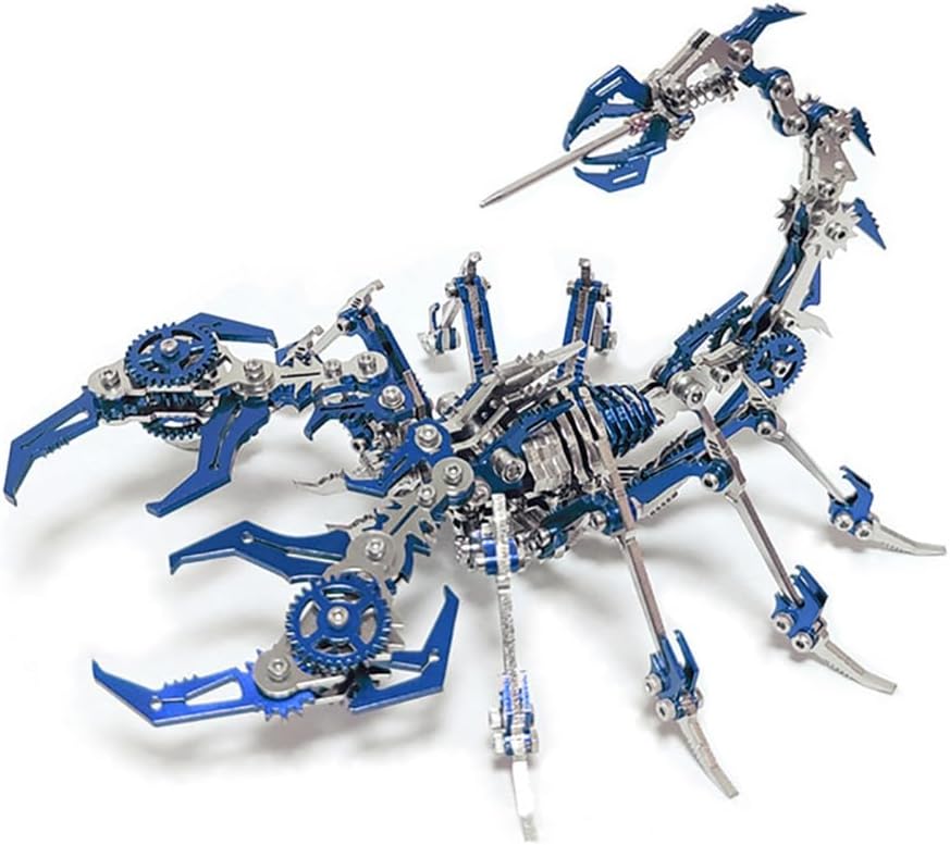 PuzzlerLab Blue Mechanical Scorpion | 3D Metal Puzzle & STEM Project Kit