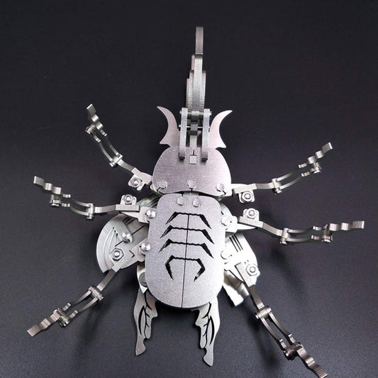 PuzzlerLab Mechanical Rhinoceros Beetle | 3D Metal Model Kit & Insect Collectible