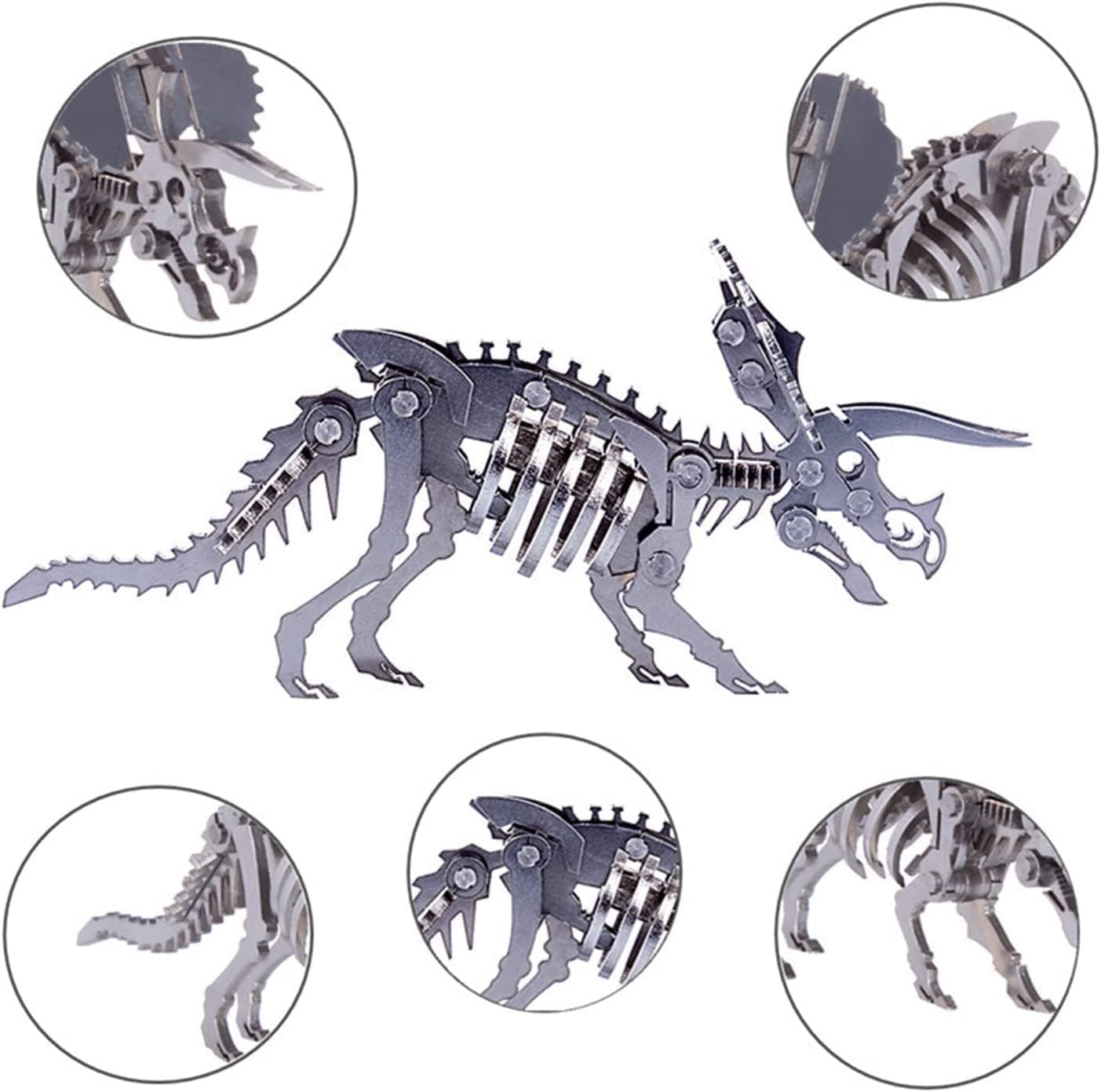 PuzzlerLab Triceratops Skeleton 3D Metal Puzzle | DIY Dinosaur Collectible