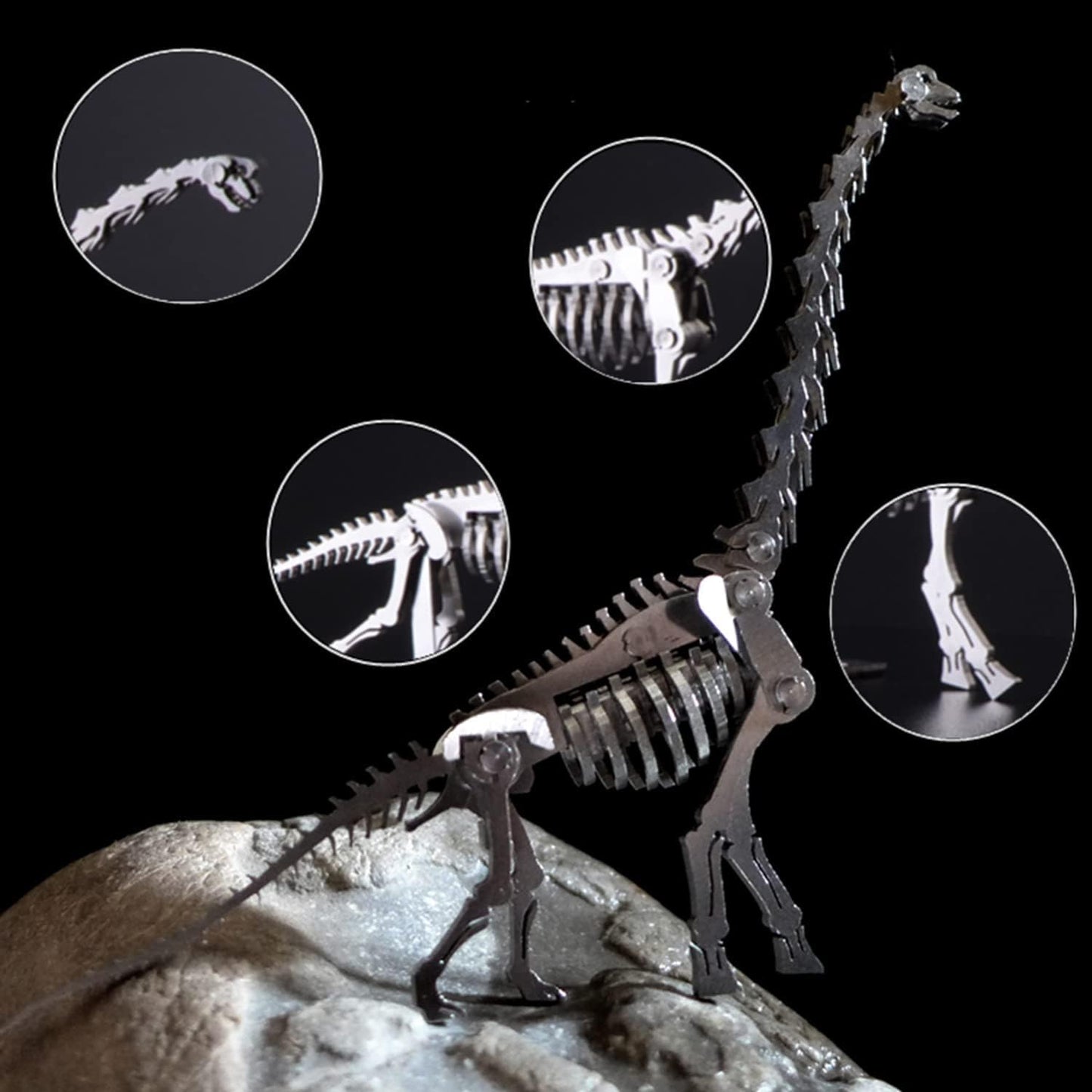 PuzzlerLab Brachiosaurus Skeleton 3D Metal Puzzle | DIY Dinosaur Collectible