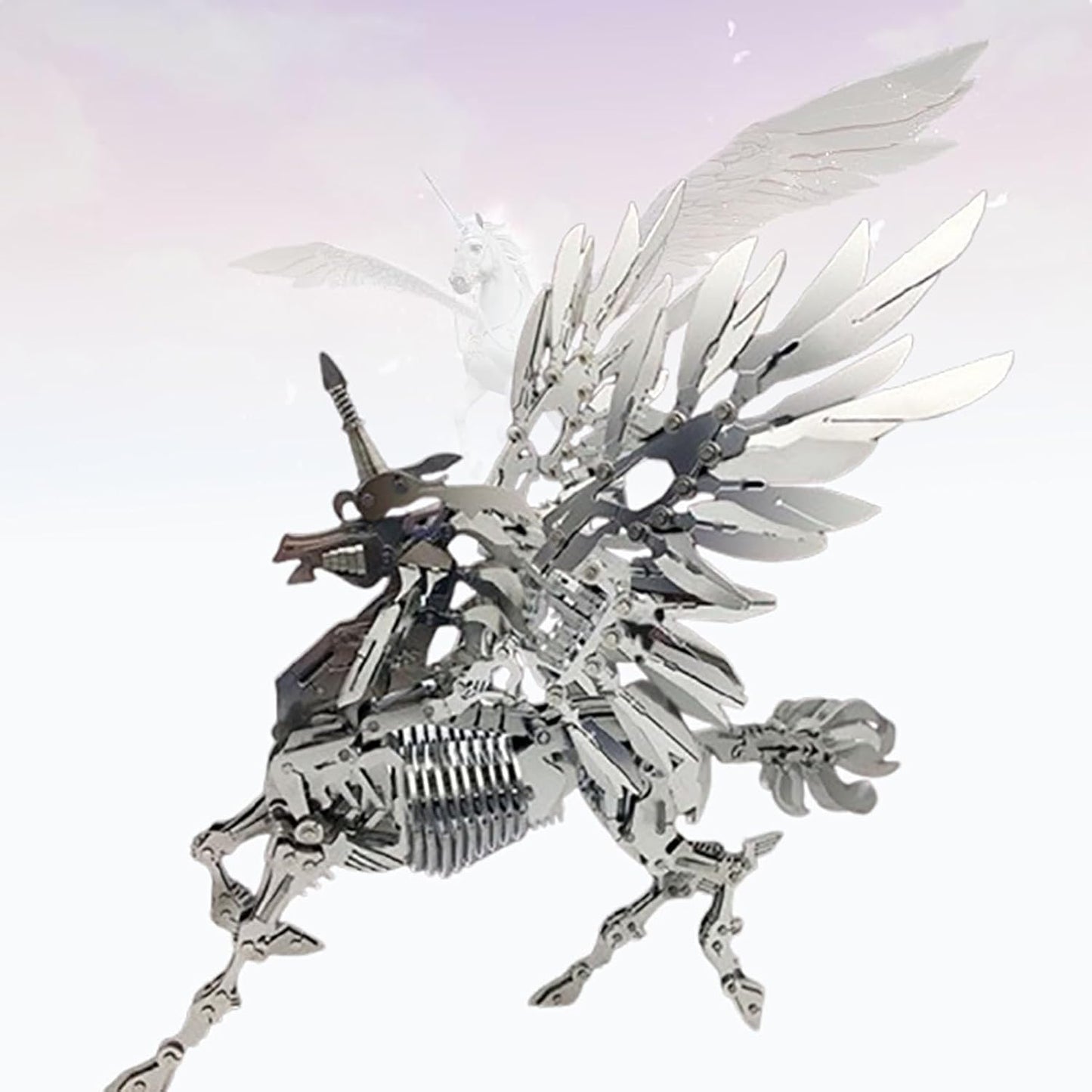 PuzzlerLab Armored Unicorn 3D Metal Model Kit | 344-Piece DIY Collectible