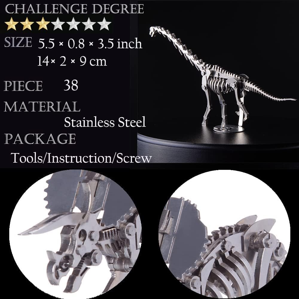 PuzzlerLab Brachiosaurus Skeleton 3D Metal Puzzle | DIY Dinosaur Collectible