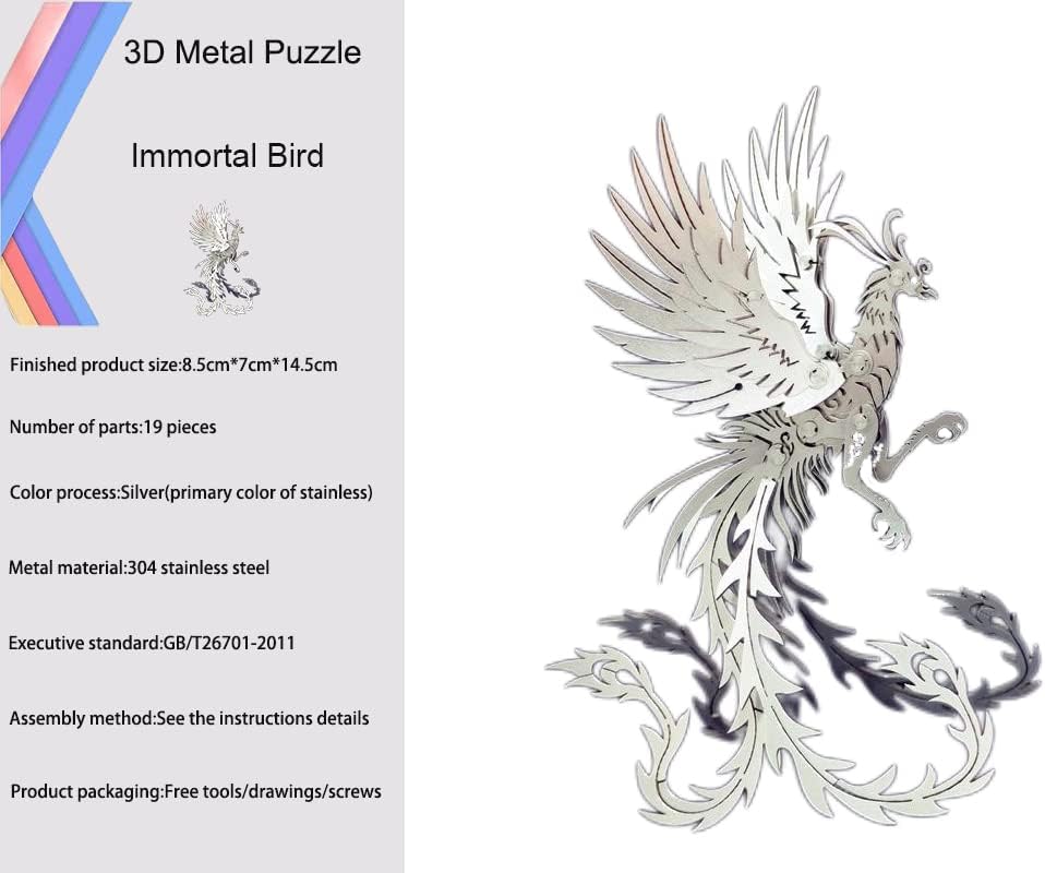 PuzzlerLab Mechanical Phoenix 3D Metal Puzzle | DIY Mythical Creature & Collectible