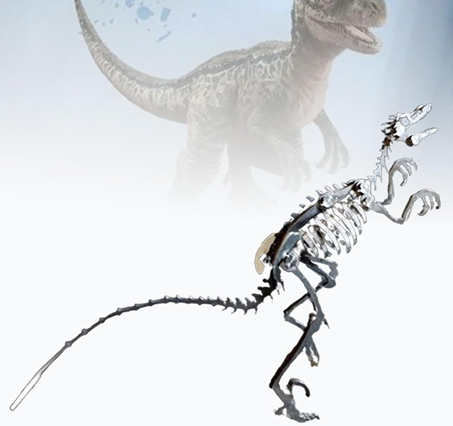 PuzzlerLab Velociraptor Skeleton 3D Metal Puzzle | DIY Dinosaur Collectible