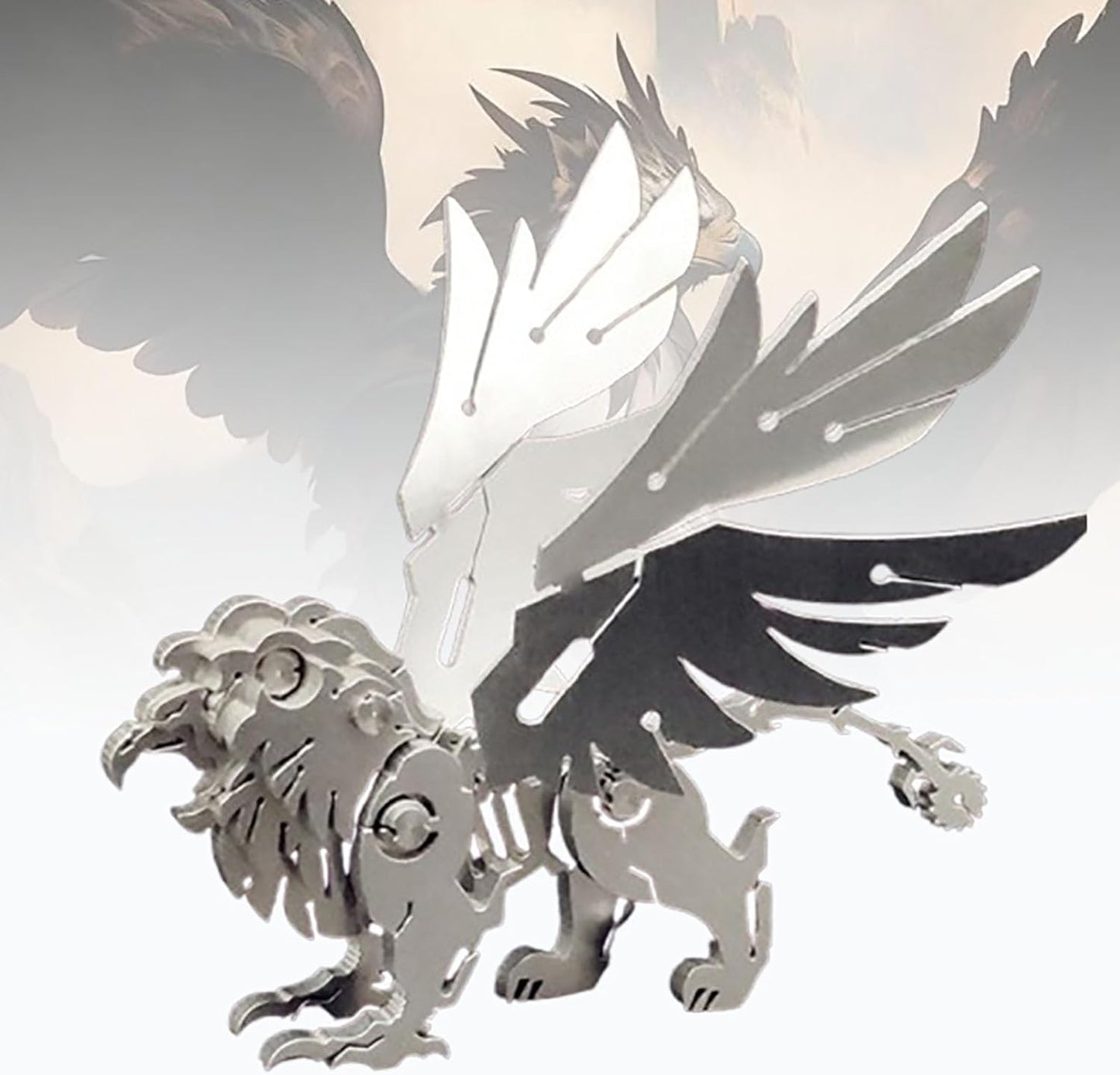 PuzzlerLab Winged Lion 3D Metal Puzzle | Mythical Guardian & Decor Piece