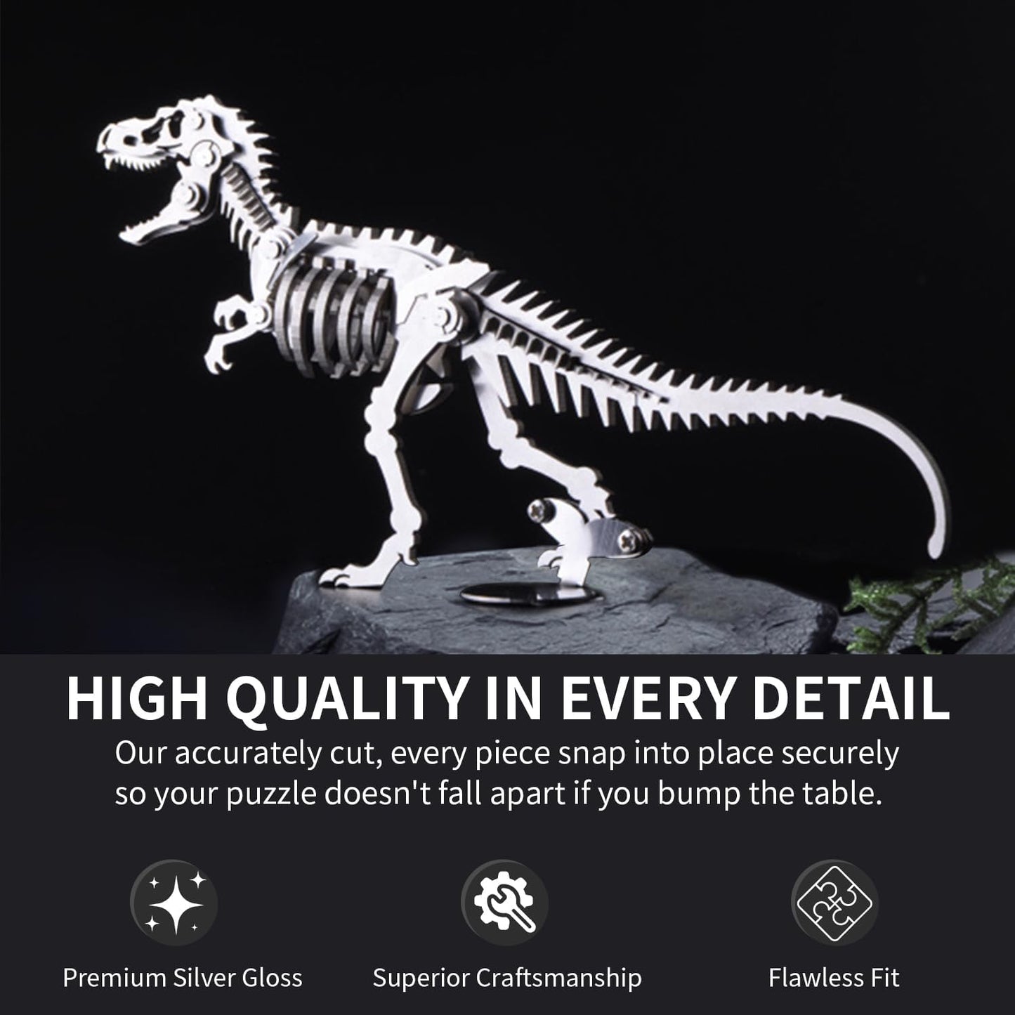 PuzzlerLab T-Rex Skeleton 3D Metal Puzzle | DIY Dinosaur Collectible
