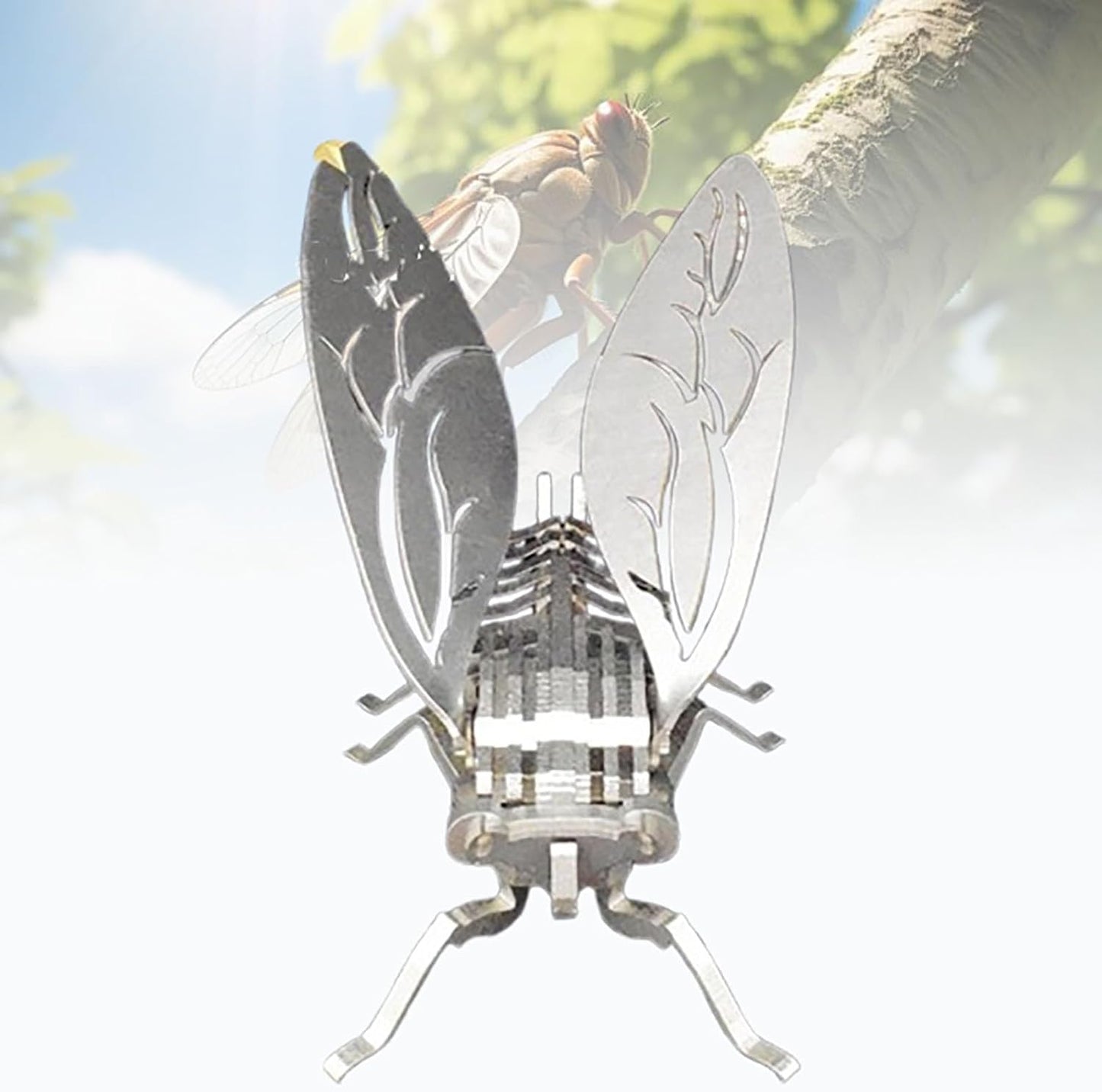 PuzzlerLab Mechanical Cicada 3D Metal Puzzle | DIY Insect Collectible