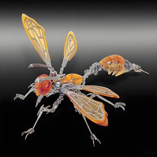 PuzzlerLab Steampunk Wasp 3D Metal Model Kit | 420-Piece DIY Puzzle for Adults