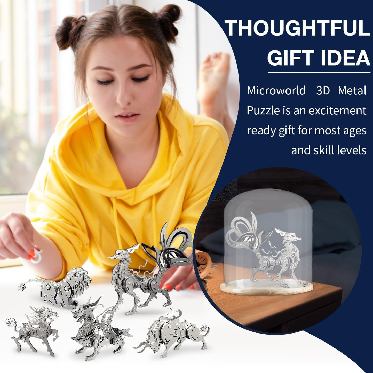 PuzzlerLab Nine-Tailed Fox 3D Metal Puzzle | Mythical Creature Model Kit