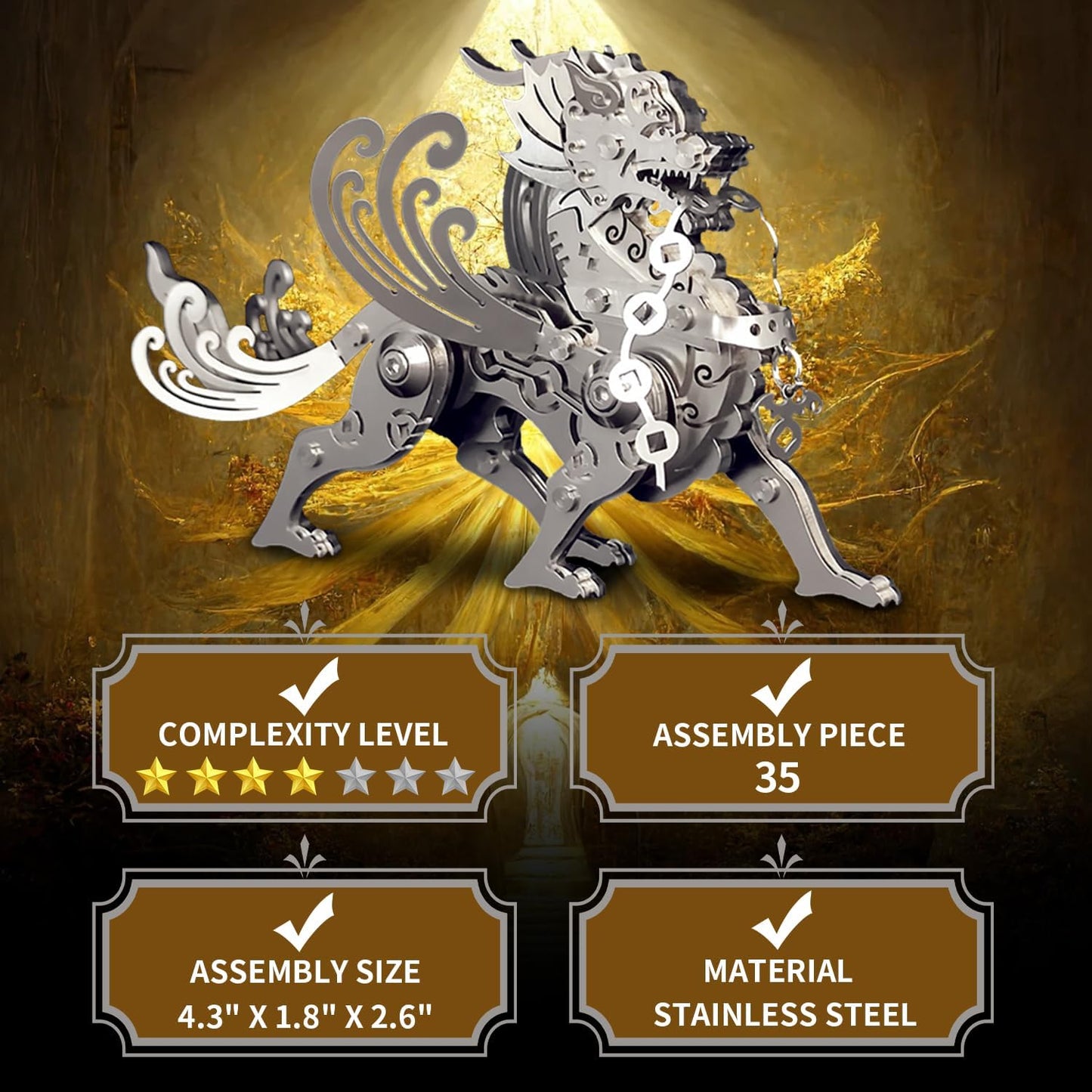 PuzzlerLab Mechanical Pixiu 3D Metal Puzzle | Mythical Wealth Guardian Kit