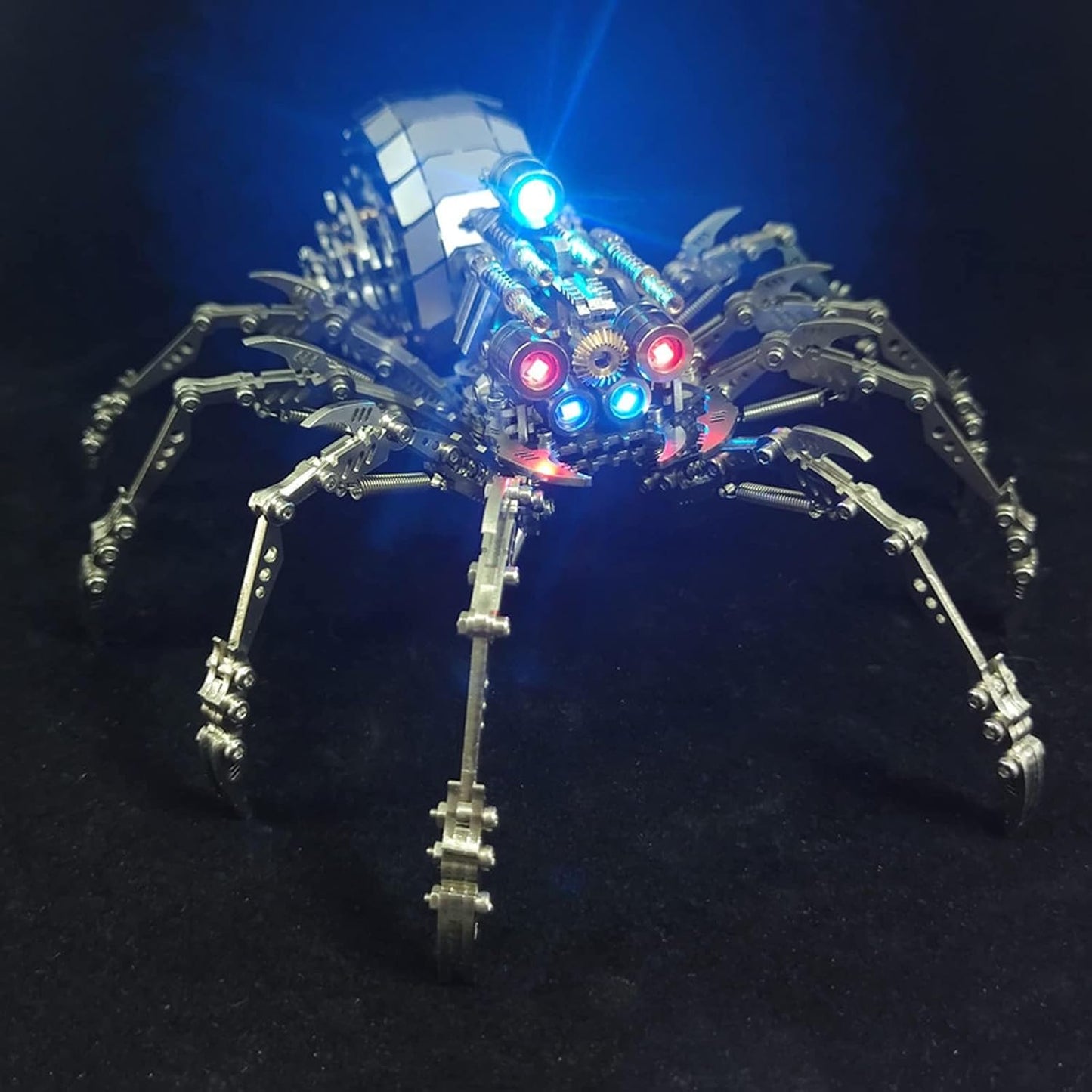 PuzzlerLab LED Spider 3D Metal Puzzle | Light-Up DIY Model Kit for Adults