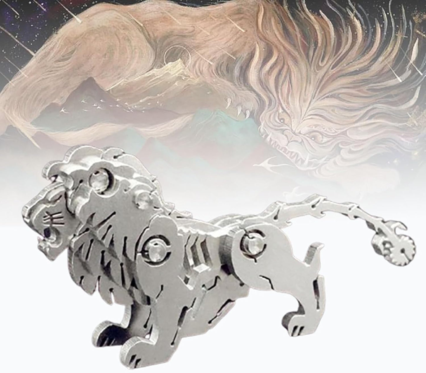 PuzzlerLab Mechanical Lion 3D Metal Puzzle | DIY Collectible Animal Model
