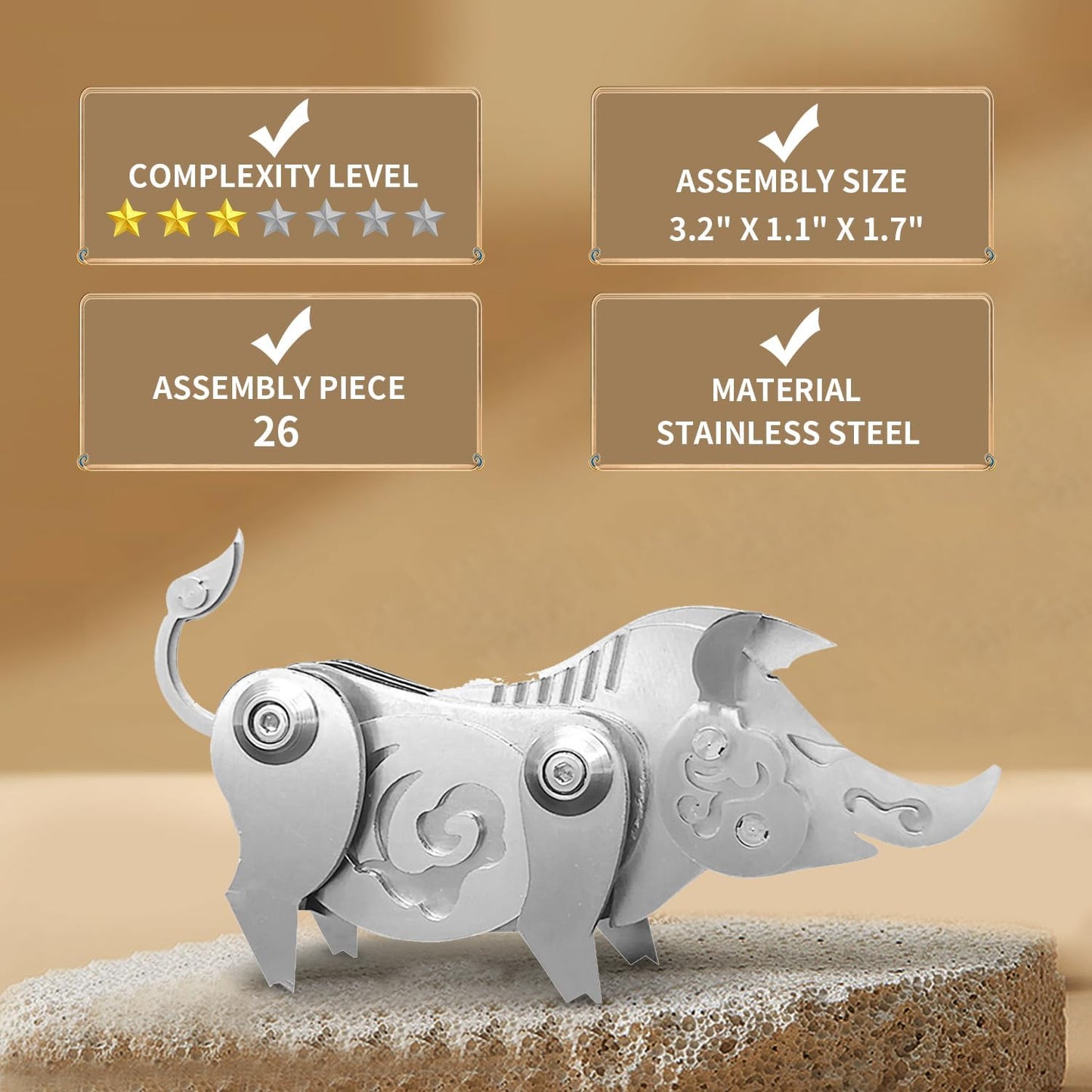 PuzzlerLab Mechanical Pig 3D Metal Puzzle | DIY Collectible Animal Model